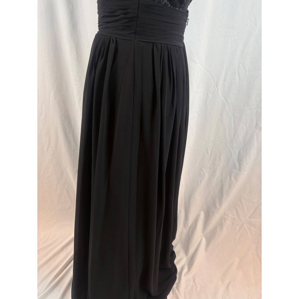 Black Sequin Halter Neck Maxi Dress Open Back Ruched Waist Formal Evening Gown - Picture 7 of 16